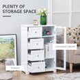 thumbnail image 4 of HOMCOM Armoire de Sol avec Porte Vitrée et 4 Tiroirs, Buffet, Armoire de Rangement pour Salle de Bain avec Étagère Réglable, pour Salon, Entrée, Blanc, 4 of 10