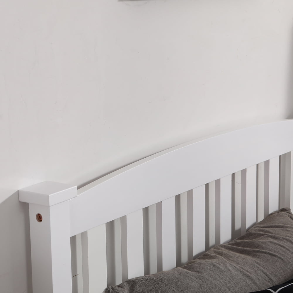 Lowestbest Vertical Twin Bed, Bed Frame Twin Size with Headboard and Footboard, White Lowestbest Vertical Twin Bed, Bed Frame Twin Size with Headboard and Footboard, White