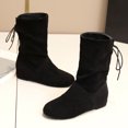 thumbnail image 6 of Elegant Women's Mid-Calf Boots with Suede Pleated Design and Flat Soles for Comfortable Long Wear, 6 of 9