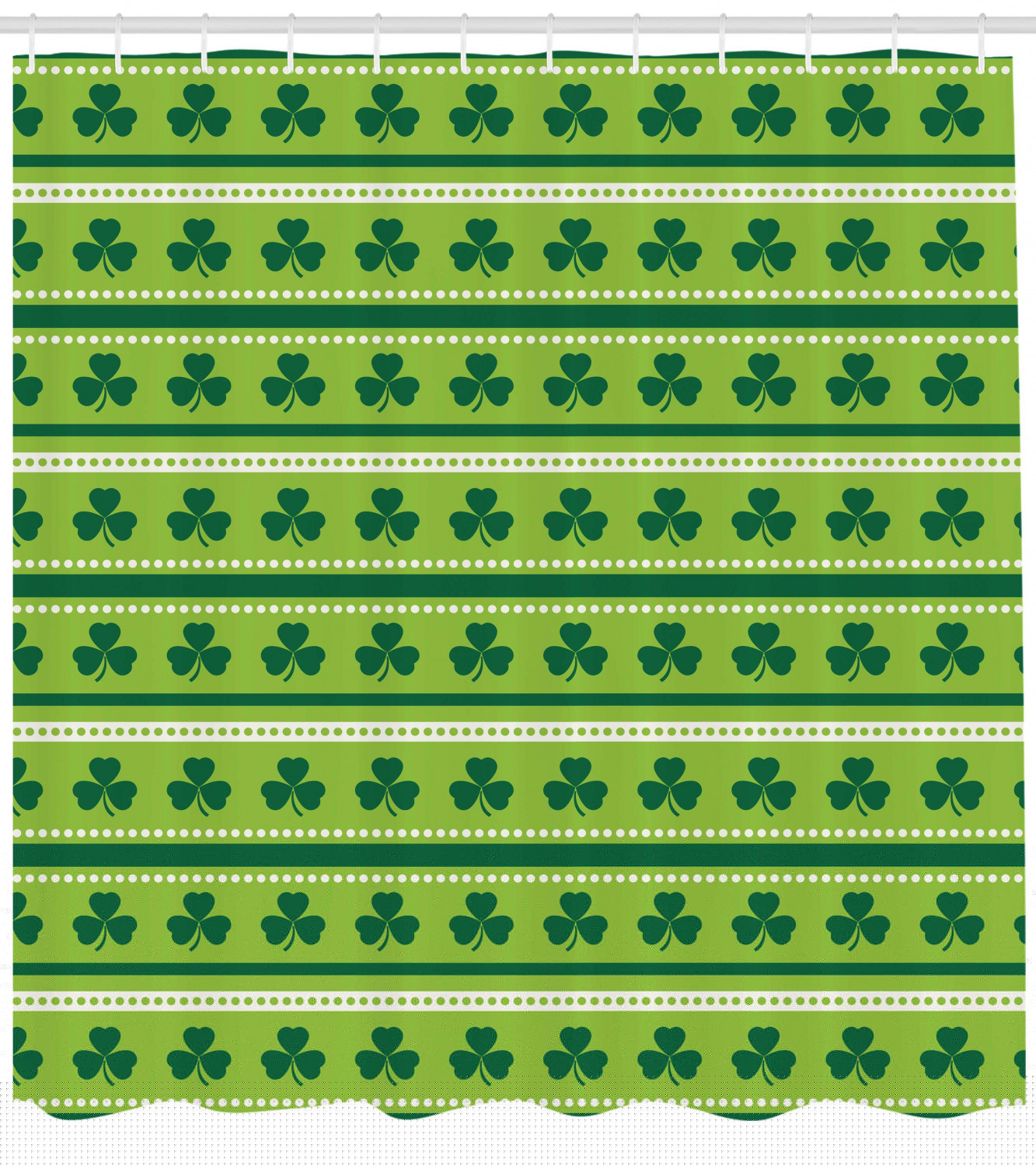 thumbnail image 3 of Ambesonne Green Shower Curtain, Traditional Irish Clovers, 69"Wx84"L, Lime Green Dark Green, 3 of 3