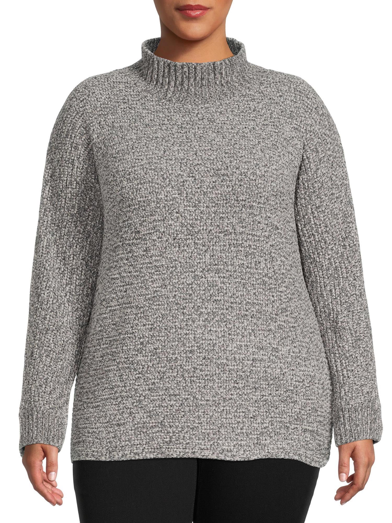 Terra & Sky Women's Plus Size Ribbed Chenille Sweater