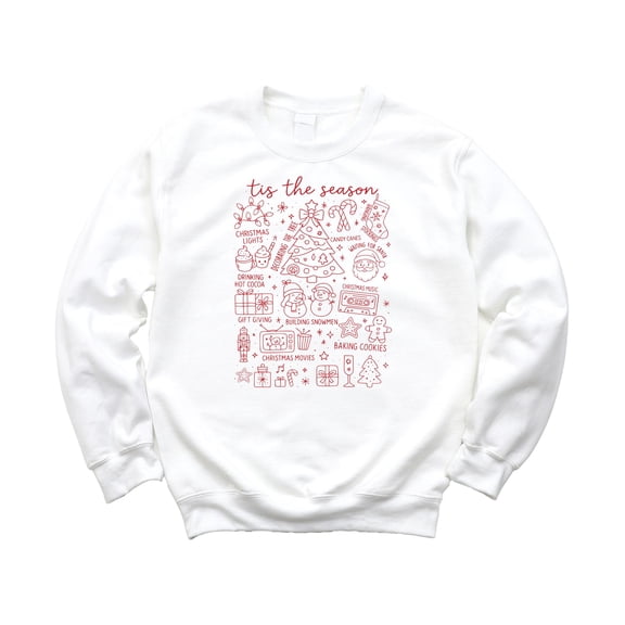 Tis the Season Matching Family Unisex Sweatshirt Christmas Sweater for Men, Women, Girls & Boys White Sweatshirt Youth Small