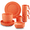 4.Orange, variant on ReaNea Plastic Dinnerware Set of 20 Pieces, Unbreakable and Reusable Light Weight Plates Mugs Bowls Dishes Easy to Carry and Clean BPA Free Service for 4