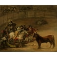 thumbnail image 2 of Francisco de Goya 17x15 Black Ornate Wood Framed Double Matted Museum Art Print Titled - Bullfight, Luck of Rods, 2 of 5