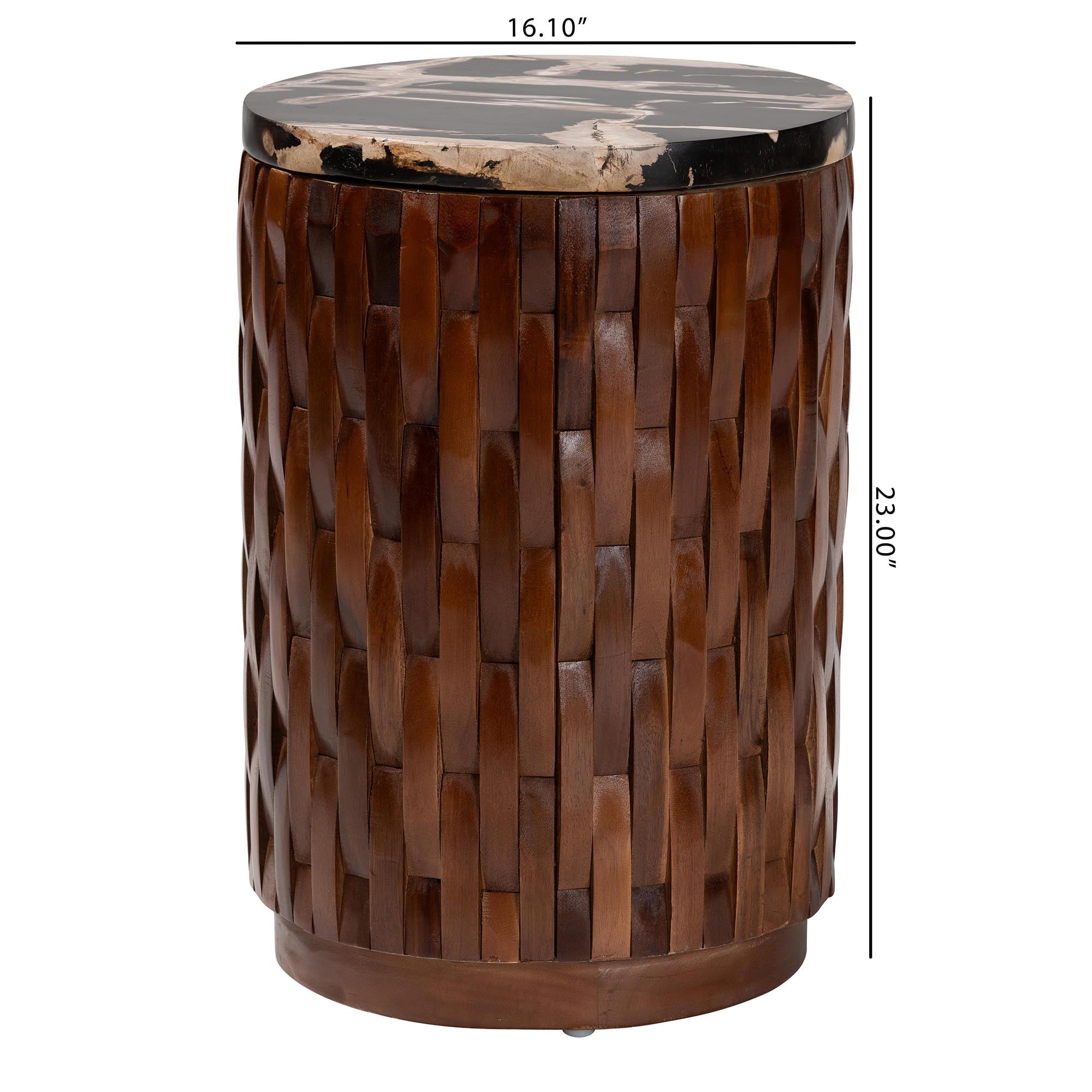 bali & pari Lavanya Boho End Table, Black/Cream