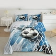 thumbnail image 2 of Homewish Soccer Sport Bedding Comforter Set,Football Game Twin Comforter Sets,Blue Black Honeycomb Bedding Set For Boys Kids,Ultra Soft Home Decor Reversible,2pcs, 2 of 8