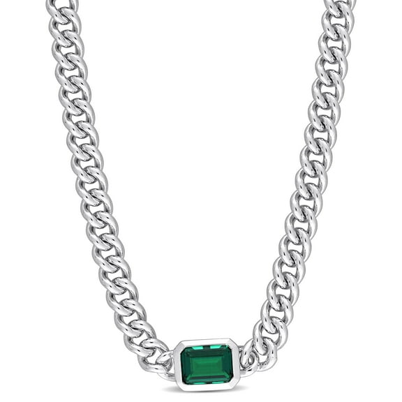 Everly Women's Created Emerald Sterling Silver Necklace