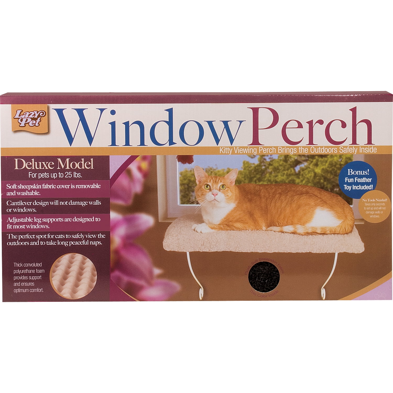 United Pet Group Lazy Pet DWP-100 Deluxe Cat Window Perch Bed 