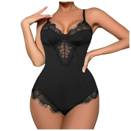 Yuhangmm Women s Sexy Lace Edge Sexy Lingerie Tight Comfortable Romper Silk Stockings for Women with Bows