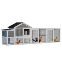 ZephyPaws 114in Chicken Coop for 4-6 Chickens,Outdoor Wooden Hen House Poultry Pet Hutch for Backyard with Run Cage & Nesting Box,Gray