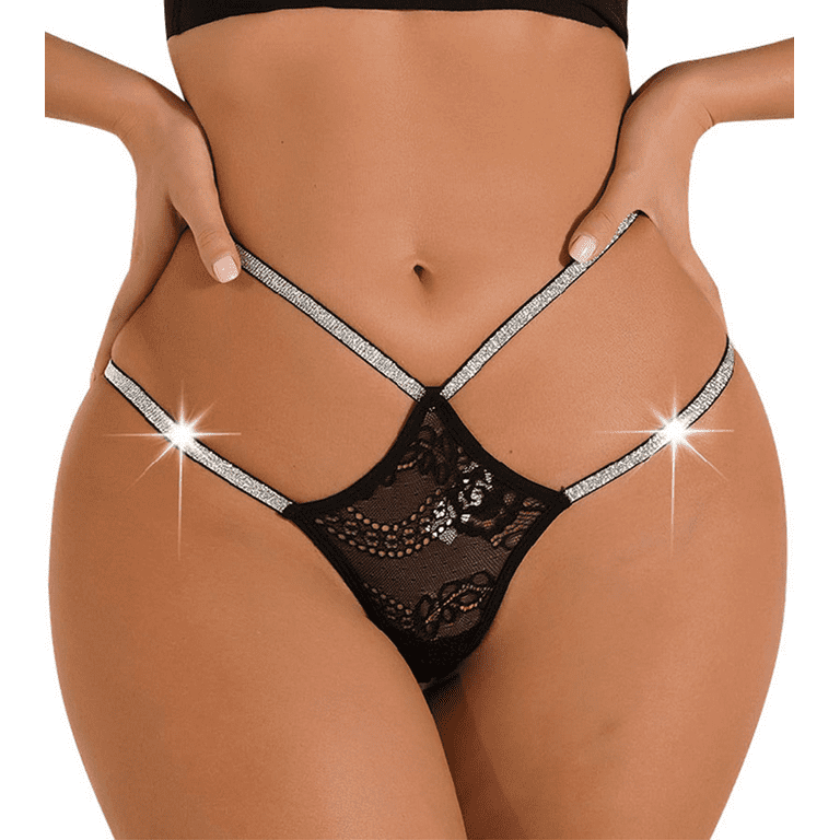 Black Sexy Shimmer Thong Panty