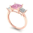 thumbnail image 2 of Three-Stone Engagement Ring for Women - 2.5ct Simulated Pink Diamond in 18K Rose Gold Promise Ring, 2 of 6