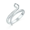 thumbnail image 2 of Bling Jewelry Womens Minimalist Silver Ring: Delicate Midi Knuckle Band Stackable Snake Design, 2 of 7