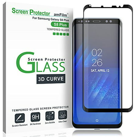 Samsung Galaxy S8 Plus amFilm Full Cover Tempered Glass Screen Protector (1 Pack, (Best Screen Protector For Samsung S8)