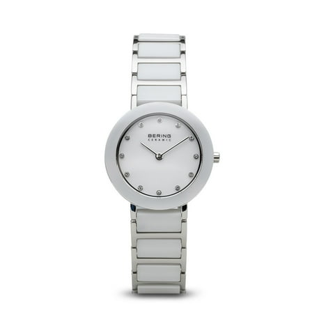 Bering Women's 29mm Two Tone Ceramic Band Steel Case Sapphire Crystal Quartz White Dial Watch 11429-754