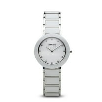 Bering Women's 29mm Two Tone Ceramic Band Steel Case Sapphire Crystal Quartz White Dial Watch 11429-754