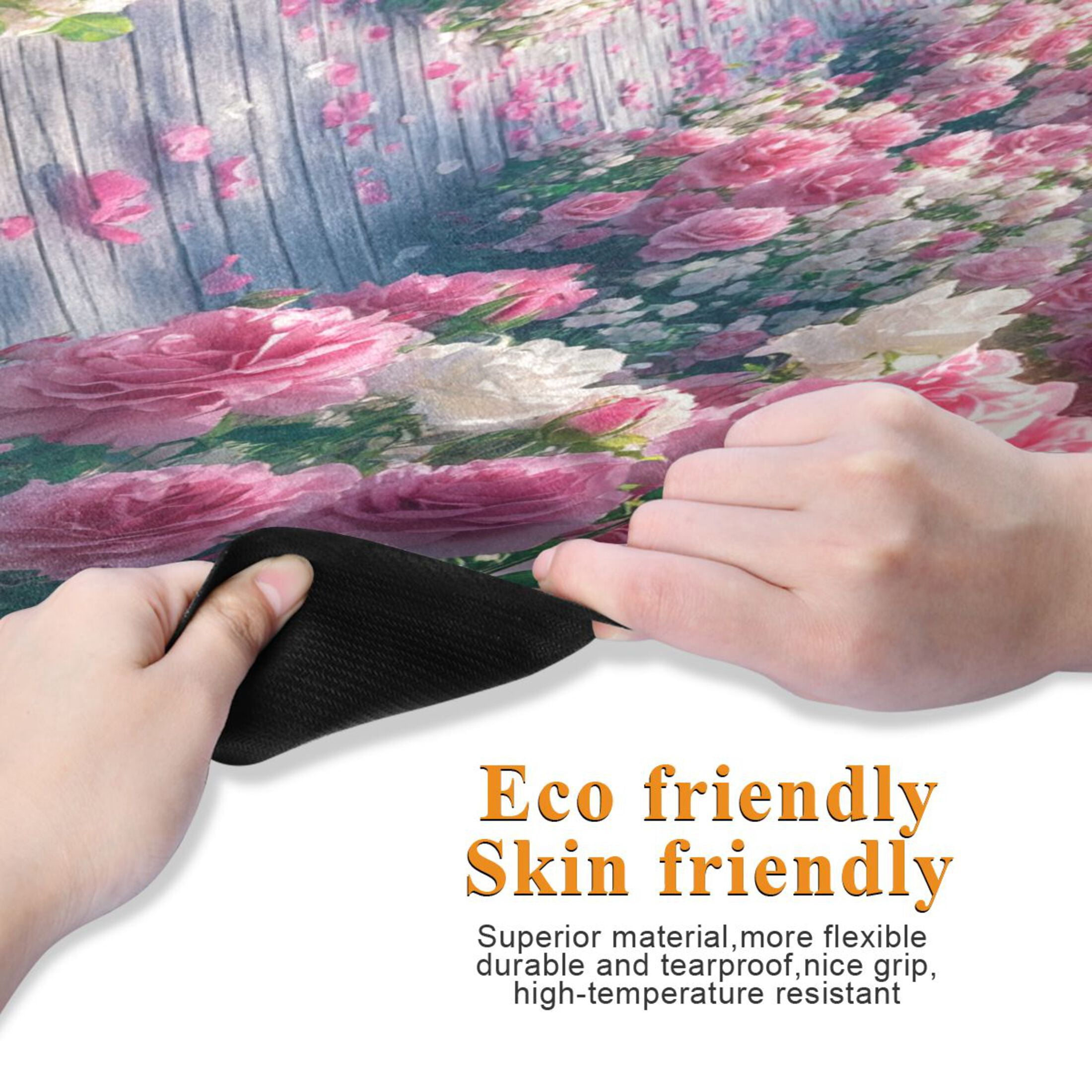 BZSMCE Yoga Mat Women Pathway Lined with Pink_roses Fitness Mat