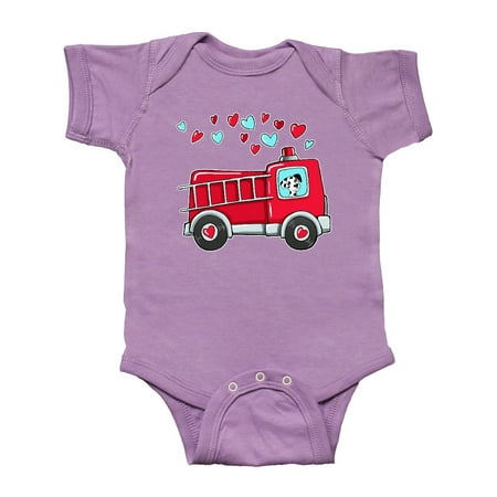 

Inktastic Valentine Fire Truck with Cute Dalmatian and Hearts Gift Baby Boy or Baby Girl Bodysuit