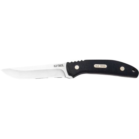 Old Timer 993 Fixed Blade Knife 4 Drop Point Stainless Satin Blade G-10 Handle Black