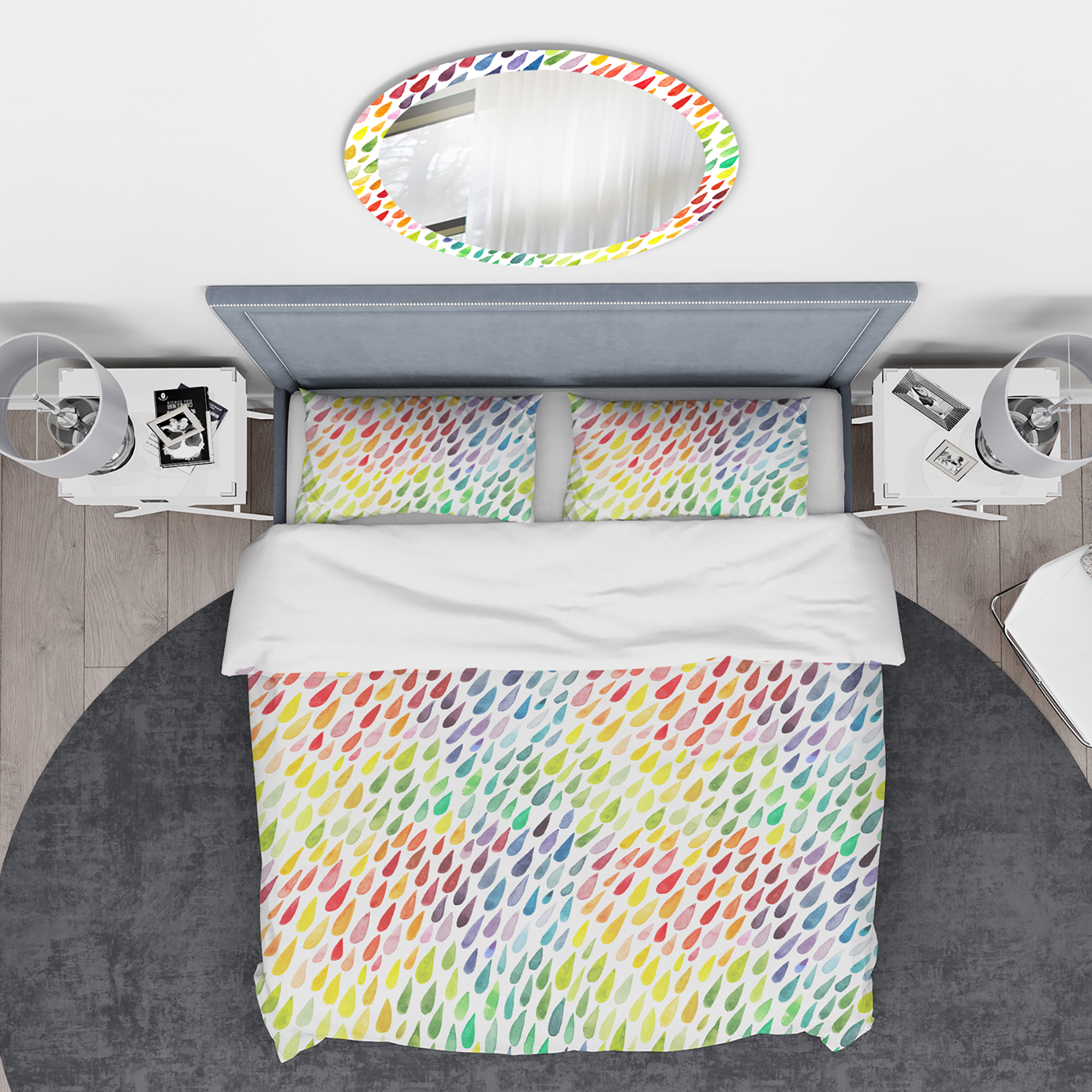 Designart 'Collection of Paint Splash Watercolor Drops' Modern & Contemporary Duvet Cover Set