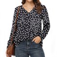 thumbnail image 2 of asdoklhq Blouses for Women Clearance $5,Women Casual Print V-Neck Loose Long Sleeve T-Shirt Top Blouse Pullover, 2 of 7