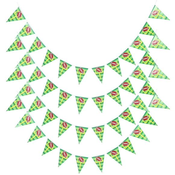 KAKOWELY football pennant banner 4 Sets Football Garland Banner Football Party Decorations Paper Football Pennant Flags American Football Sports Theme Birthday Party Supplies