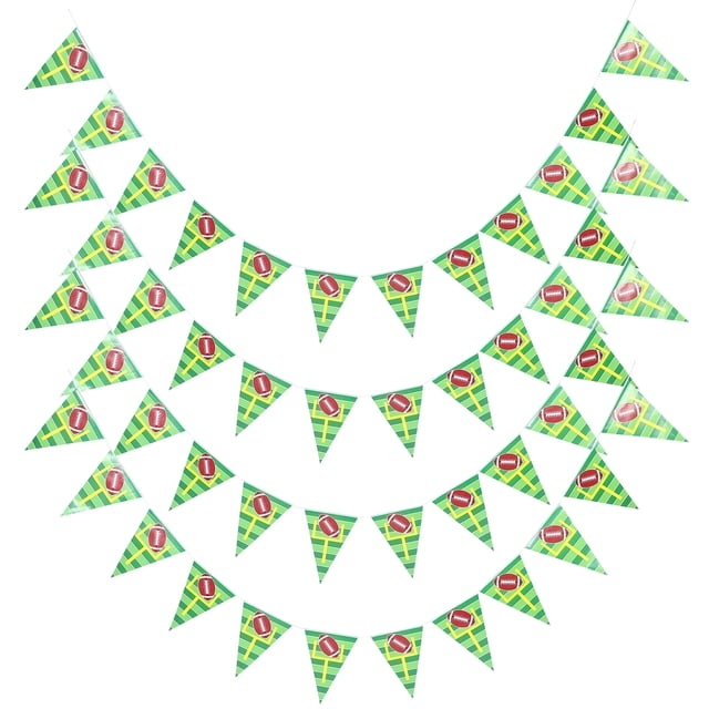KAKOWELY 4 juegos de guirnaldas de fútbol, banderines de papel para fiestas de fútbol, decoraciones para fiestas de cumpleaños con temática de fútbol americano