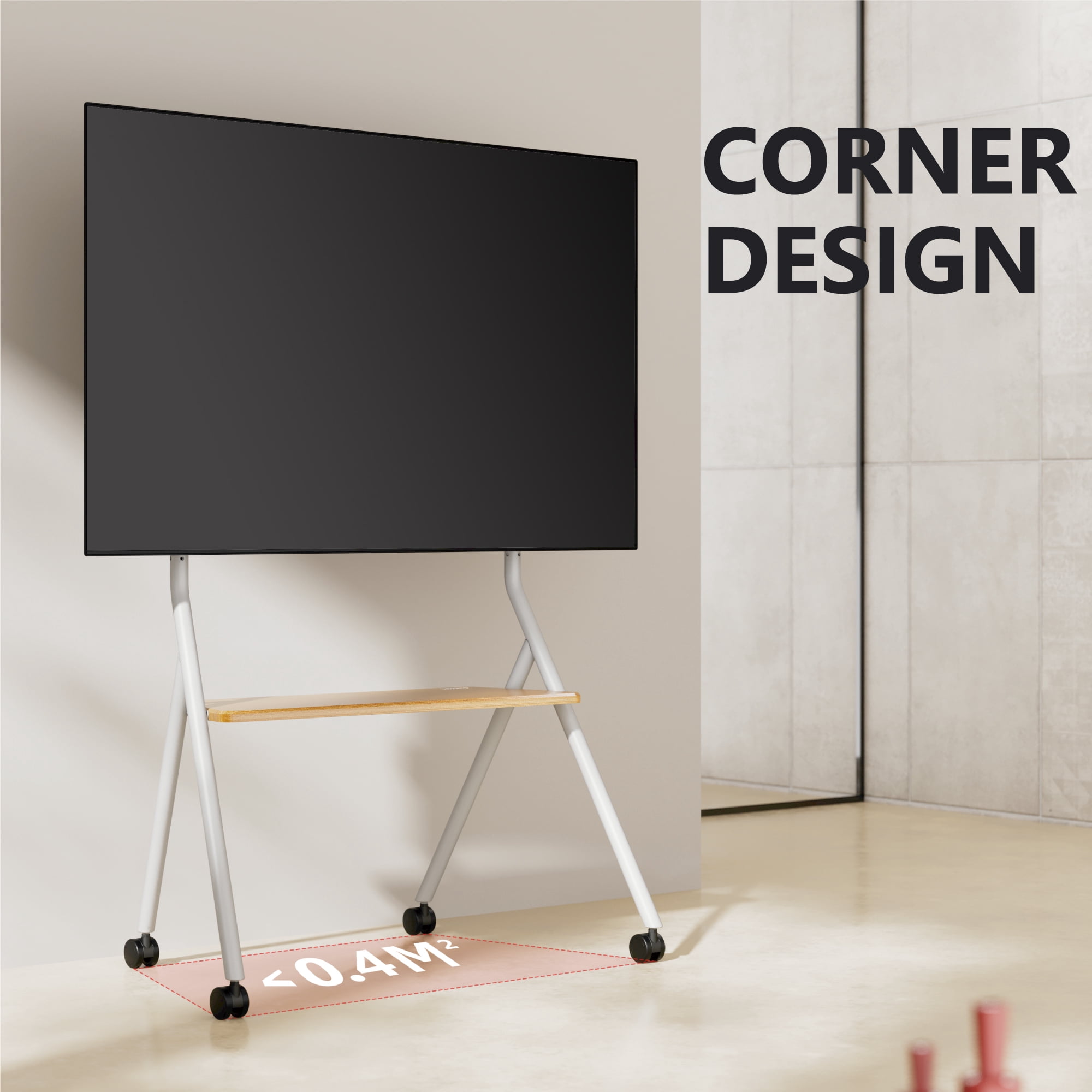 FITUEYES Mobile TV Stand Stylish Storage Corner TV Cart Mount for TVs Up to 78 Inch