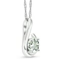 thumbnail image 2 of Gem Stone King 10K White Gold Green Prasiolite Pendant Necklace for Women (0.80 Cttw, Gemstone Birthstone, Round 6MM, With 18 inch Chain), 2 of 5