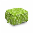 thumbnail image 1 of Leaves Ottoman Cover, Fern Herbs with Paint Stains, 2 Piece Slipcover Set with Ruffle Skirt for Square Round Cube Footstool Decorative Home Accent, Standard Size, Lime Green White, by Ambesonne, 1 of 1