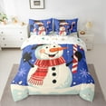 thumbnail image 2 of Manfei Happy Christmas 7-Piece Bedding Comforter Set,Cartoon Snowman King Bedding Sets,White Red Blue Bed Sheets For Boys Kids,Microfiber Bedroom Decor Reversible, 2 of 8