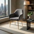 thumbnail image 4 of Demi Bonn Modern Living Dining Room Accent Arm Chairs, Accent Upholstered Arm Chair with Steel Gold Legs, Set of 2, for Bedroom, Living Room, Dining Room, Gray, 4 of 8