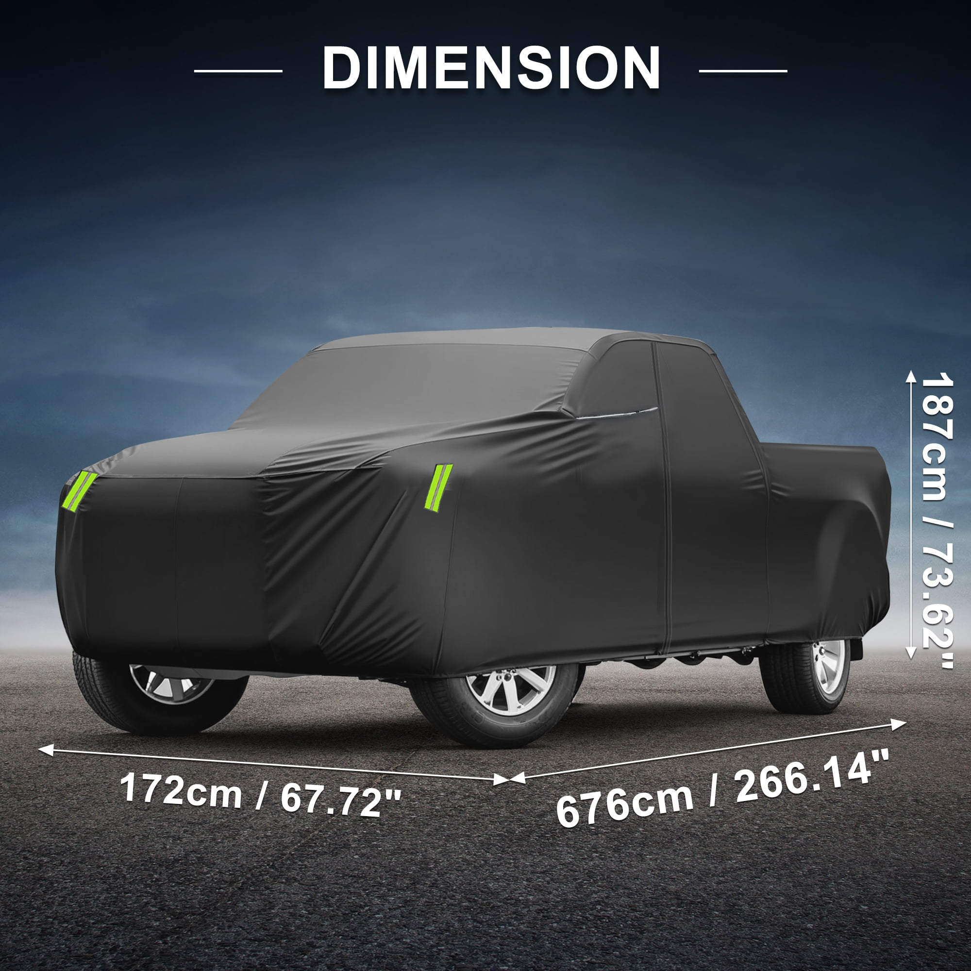 Unique Bargains 1Pc Car Cover 210D-PU Universal Black 266.14"×67.72"×73.62"