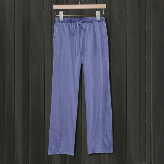 XINXIAOO Women Pants Women Casual Pants Light Purple Baggy Pants Lounge Pants Womens Elastic Waist Pants with Pockets Women Summer Outfits