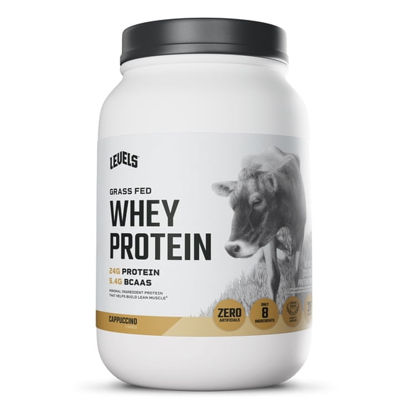 Levels Grass Fed 100% Whey Protein Powder, No Hormones, Strawberry, 2LB