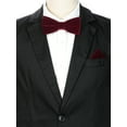 thumbnail image 4 of INSPIRE CHIC Men's Velvet Pre-Tied Bow Tie Solid Color Pocket Square Sets Burgundy, 4 of 4