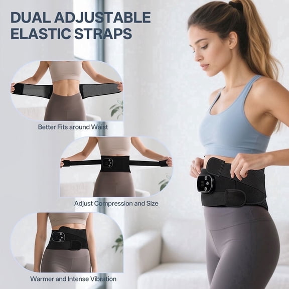 Neidga Cordless Heated Back Massager with 3 Vibration & 3 Heat, Adjustable Lumbar Support Belt with Herbal Pocket, Rechargeable for Men Women