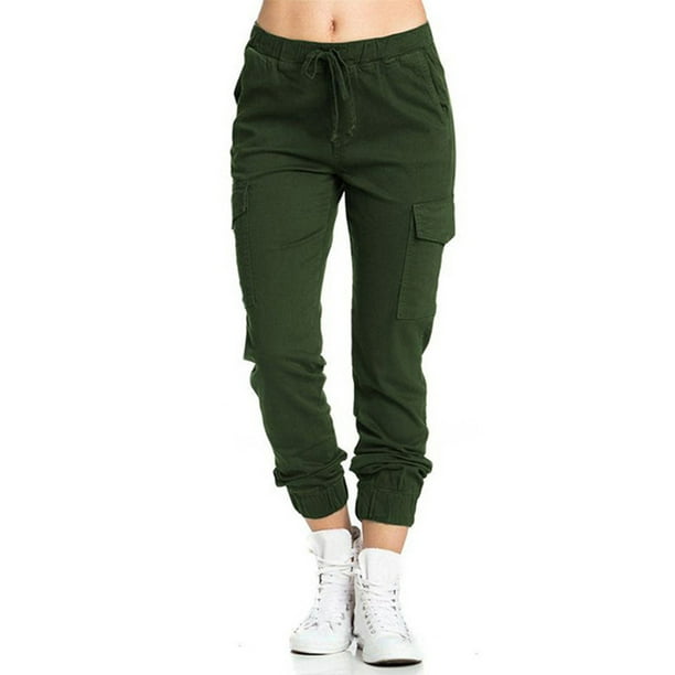 Innerwin Cargo Pants With Pockets Women Bottoms Beach Straight Leg Boho  Trousers Army Green 4XL 