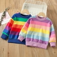 thumbnail image 6 of SYNPOS Toddler Baby Girl Boy Rainbow Stripe Crew Sweatshirt Pullover Tops 1-6Y, 6 of 6