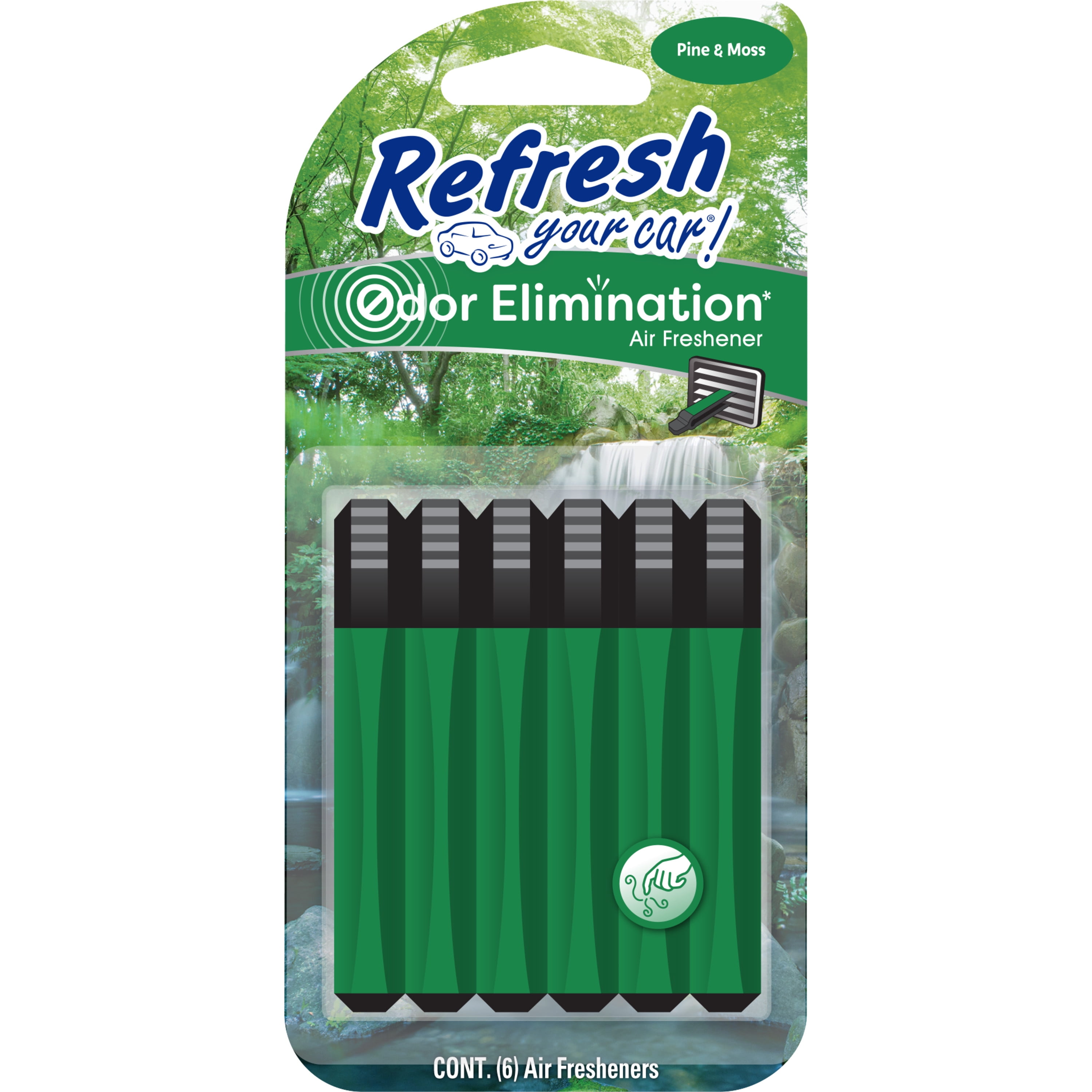 Refresh Your Car! Vent Stick Air Freshener (Pine & Moss Scent, 6 Pack)
