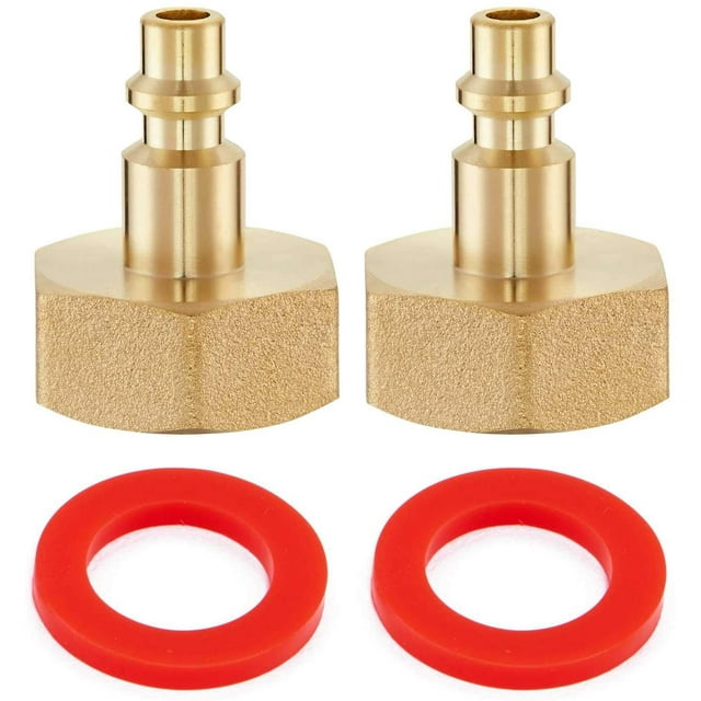 LAICAIW Litorange 2 PCS Lead-Free Brass Winterize Sprinkler Systems: Air Compressor 1/4" Quick Connect Plug to GHT 3/4" Female Garden Faucet Blow Out Adapter Fitting for RV, Travel Trailer, Boat & C