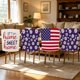 thumbnail image 4 of YiJuHui Independence Day Chair Covers Set of 4, Patriotic Chair Back Covers for Dining Room, Kitchen, Party Decor, Memorial Day 4th of July Decorations, Chair Slipcovers for Home Holiday Party, 4 of 6