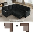 thumbnail image 7 of Modular Sectional Sleeper Sofa with Pull Out Bed, Chenille L Shaped Couch with USB Charging, Cup Holders and Storage Seat, 5 Seat Convertible Sectional Couches for Living Room, Black, 7 of 7