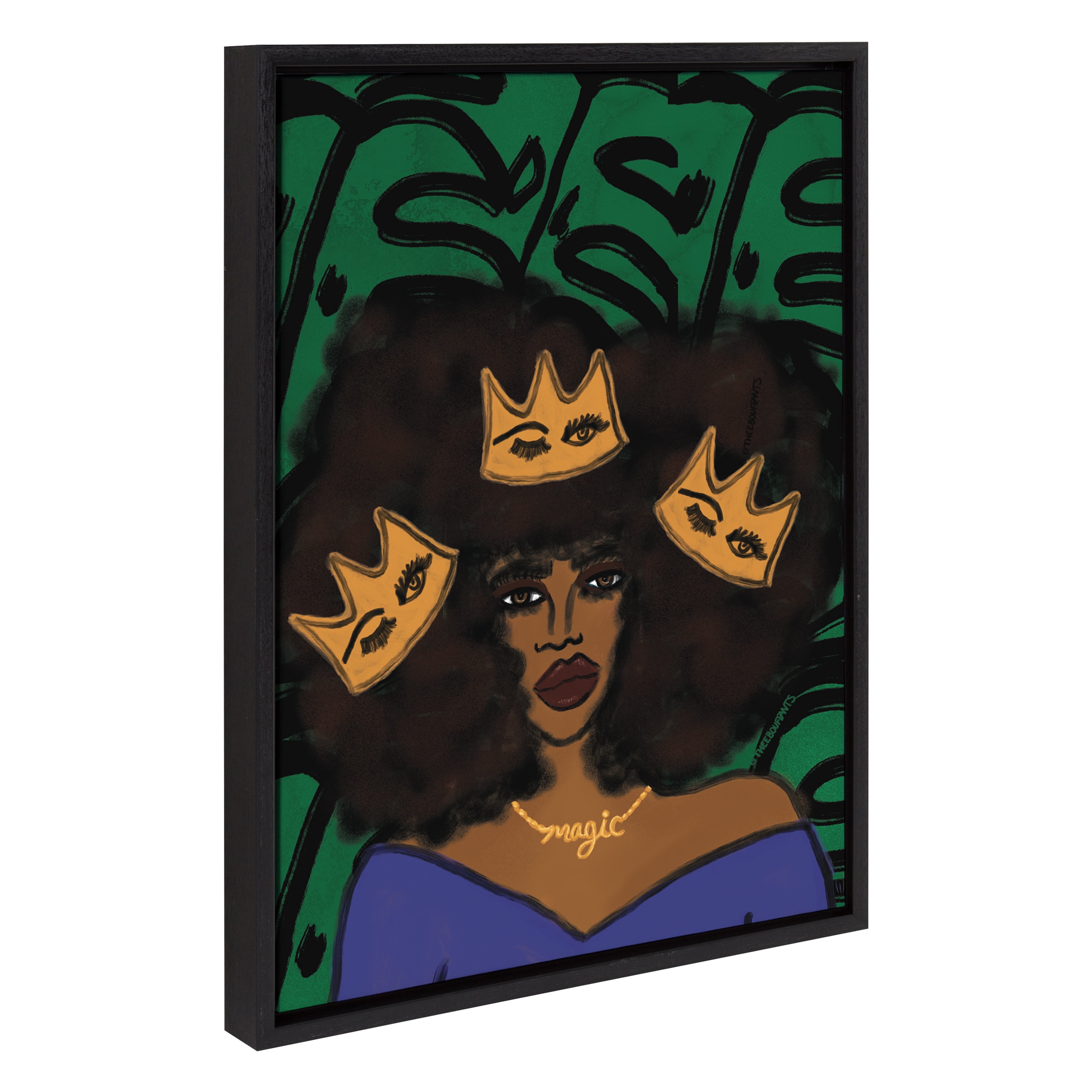 Kate and Laurel Sylvie Wear Your Crown Powerful Portrait Art Framed Canvas Wall Art, 18" x 24", by Kendra Dandy of Bouffants and Broken Hearts