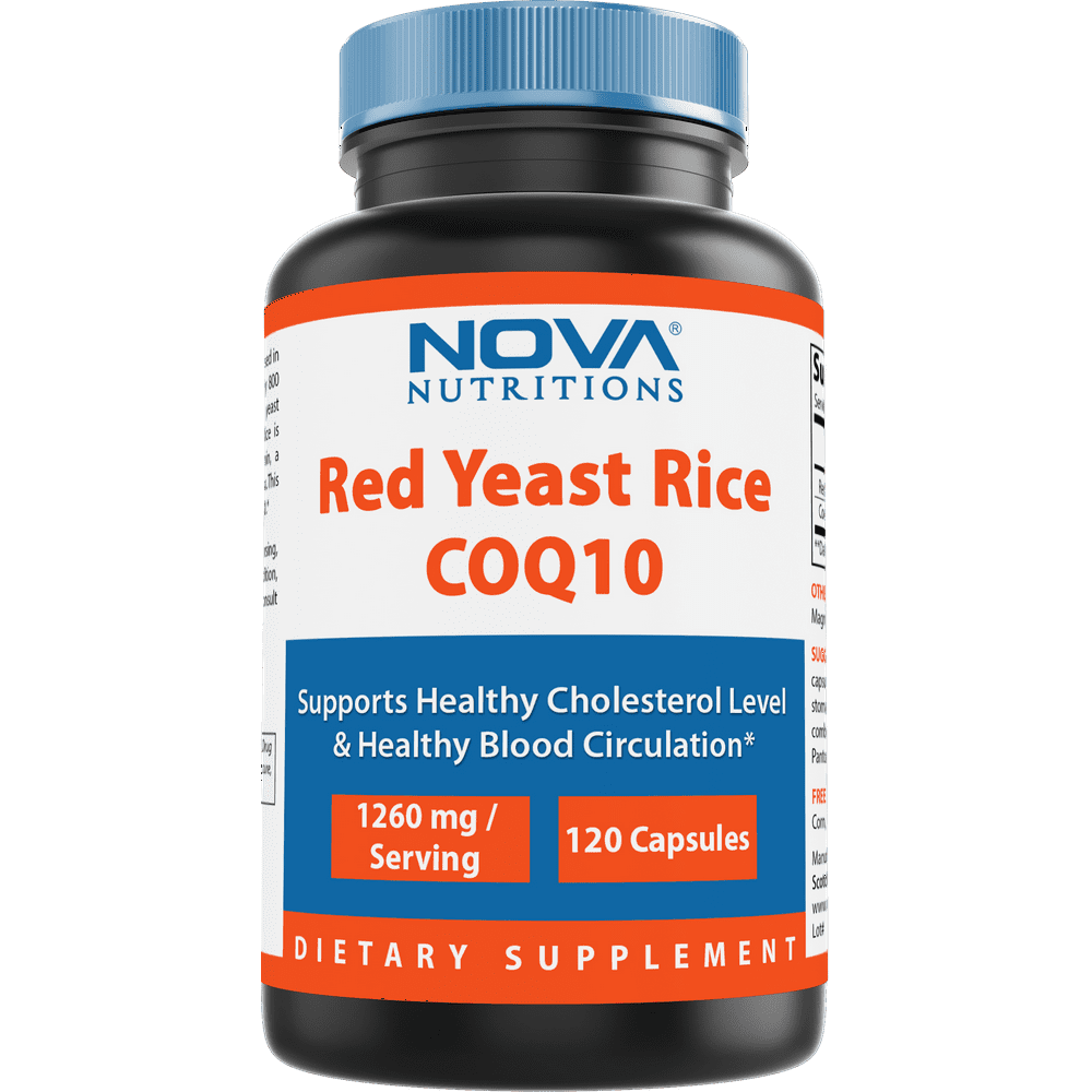 Nova Nutritions Red Yeast Rice 1200 mg. COQ10 60 mg (Citrinin Free