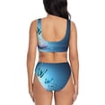 thumbnail image 3 of Kdxio Butterflies And Waterlily In Water Print Women's 2 Piece High Waisted Wrap Spaghetti Strap Summer Swimsuit Bikini Set-XX-Large, 3 of 7