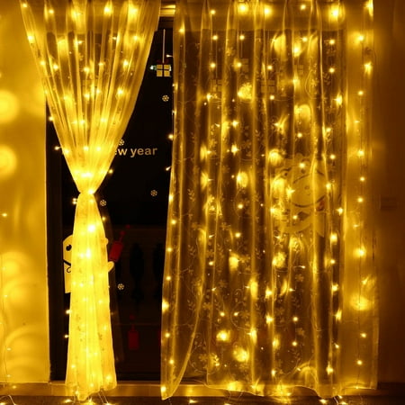 Strand Curtains Curtain Decoration Lights 306 LED Fairy Waterproof Safe Low Voltage DC 18 Strands 17LED 9.8ft Home Decoration Curtain String Lights (Warm White) ()