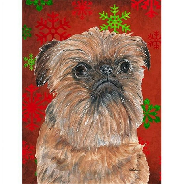 Carolines Treasures SC9586GF Brussels Griffon Flocon de Neige Rouge Drapeau de Noël Jardin Taille