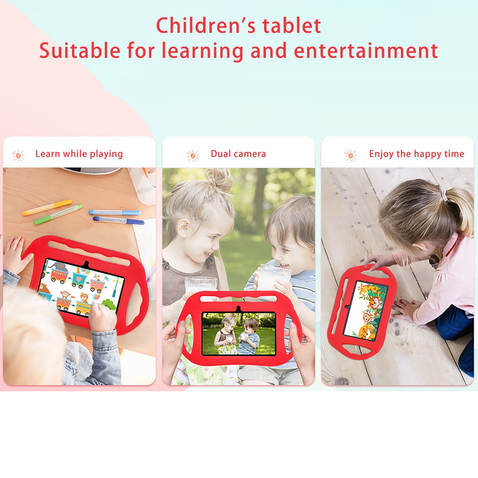 Summercome Kids Tablet with Handle, 7 inch Android 11 Tablet for Kids, 2GB RAM+32GB ROM Quad-Core, Toddler Tablet with Shockproof Cover, Parent Contro, Bluetooth, WiFi, GPS, Double Camera, Games(Blue)