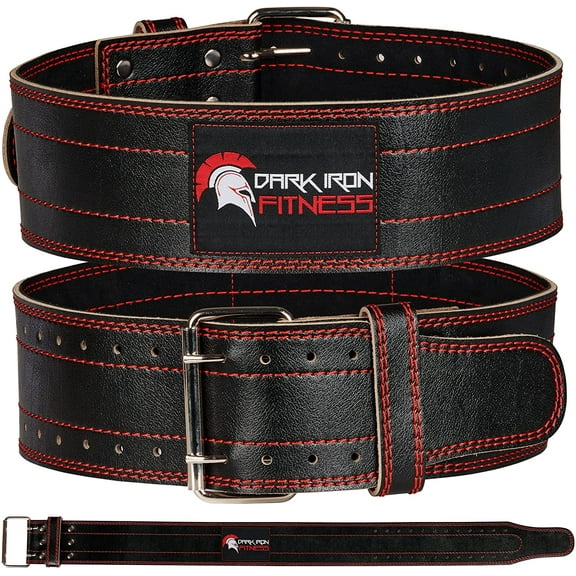 Dark Iron Fitness Weight Lifting Belt for Men & Women - 100% Leather Gym Belts for Weightlifting, Powerlifting, Strength Training, Squat or Deadlift Workout up to 600 Lbs